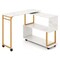 Modern White and Gold Rotating End Table with Storage Bookcase Rolling Sofa Side Desk